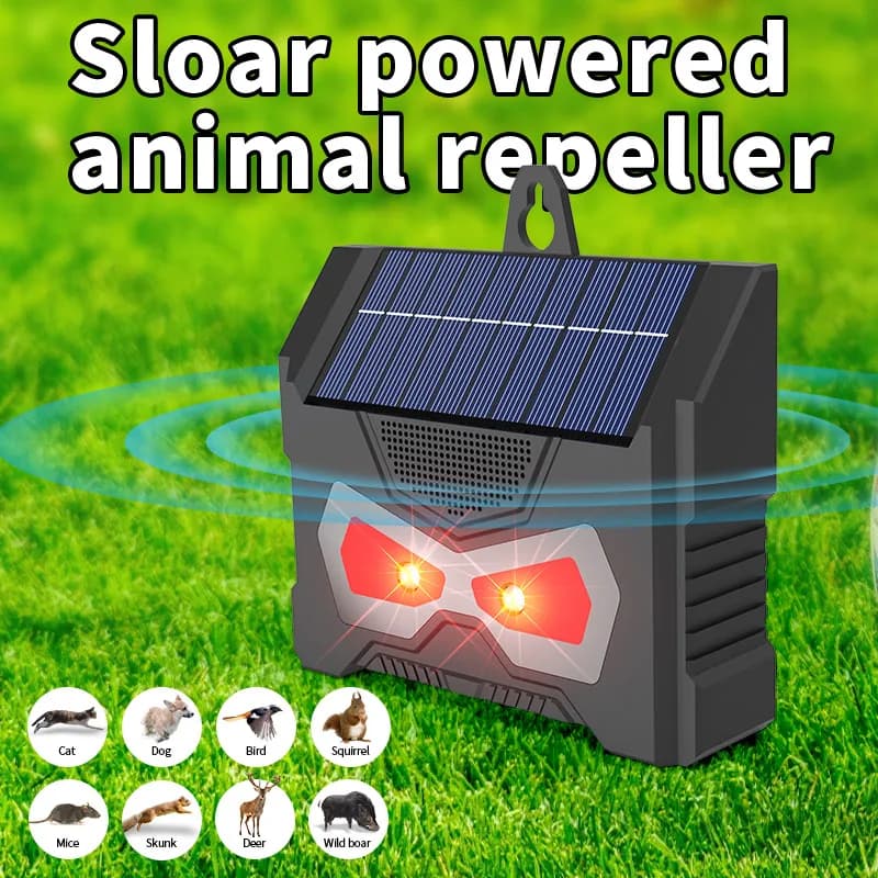 Electronic Ultrasonic Bird Repeller IP66 Waterproof Solar Charging LED Flash Lamp Pest Control for Courtyard Control