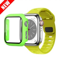 Glass+Case+Strap For Apple Watch Band 44mm 40mm 45mm 41mm 38mm 42mm Smartwatch Silicone Sport Bracelet iWatch 3 4 5 6 SE 7 8