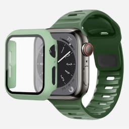 Glass+Case+Strap For Apple Watch Band 44mm 40mm 45mm 41mm 38mm 42mm Smartwatch Silicone Sport Bracelet iWatch 3 4 5 6 SE 7 8