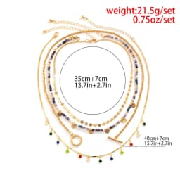 4Pcs/Set Boho Colorful Crystal Sequin Tassel Pendant Choker Necklace for Women Trendy Summer Vintage OT Buckle Chain Y2K Jewelry