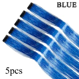 Shiny Sparkle Hair Extension Clip In Hair Tinsel Glitter Fairy Hair Tinsel Kit Heat Resistant 5Pcs Hair Streak Synthetic Hair