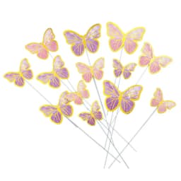 10pcs Colorful Gilt Edged Butterfly Cake Topper Happy Birthday Cake Decorations Wedding Bride Dessert Party Decor