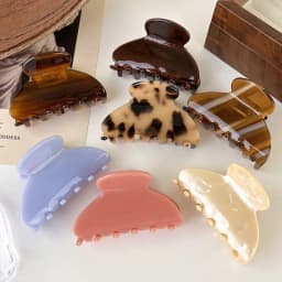 Fashion Acetate Leopard Print Hair Claws Geometric Crab Shape Clamp Styling Hair Clips for Women Girls Solid Hairpins Headdress
