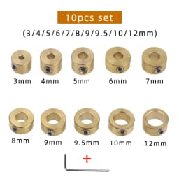 3-12mm Drill Bit Tools Brass Depth Stop Collars Ring Positioner Ring With Hex Wrench For Woodworking Drill Bit Locator Tools
