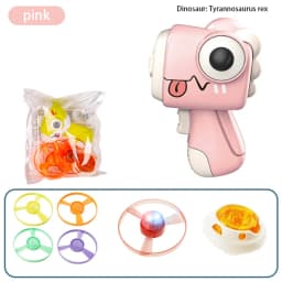Children Saucer Launcher Pistol Outdoor Spinning Top Dinosaur Gun Toys Flying Disc Bamboo Dragonfly Ejection Luminous Gyroscope