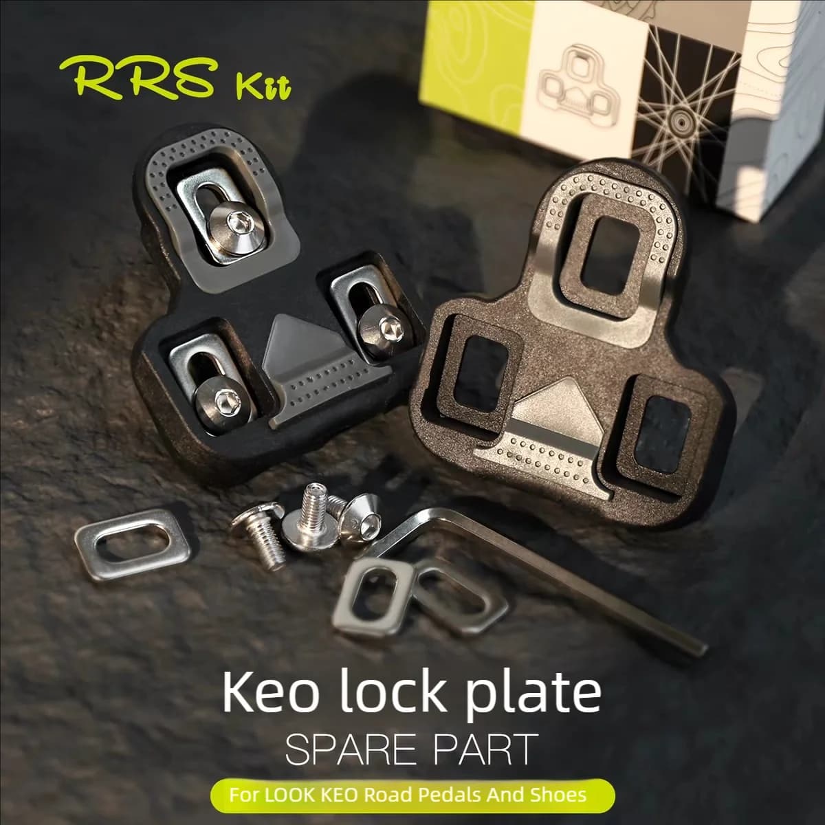 RRSKIT Road Bike Cleats Compatible With Look K-E-O Road Bike Self‑Locking Pedal Cleat 4.5 Degree Road Cycling Shoes Pedal Cleat