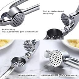 LMETJMA Premium Garlic Press Stainless Steel Garlic Mincer Garlic Crusher Easy to Squeeze and Clean Kitchen Tools JT202