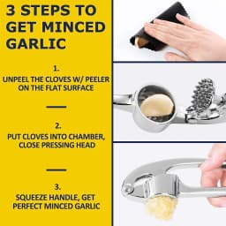 LMETJMA Premium Garlic Press Stainless Steel Garlic Mincer Garlic Crusher Easy to Squeeze and Clean Kitchen Tools JT202