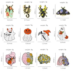 3-6 Pcs/Set Goth Halloween Enamel Pin Ghost Black Cat Moth Witch Punk Brooches Horror Snake Badges Lapel Skeleton Jewelry Gifts