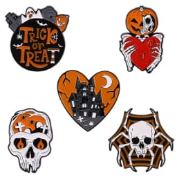 3-6 Pcs/Set Goth Halloween Enamel Pin Ghost Black Cat Moth Witch Punk Brooches Horror Snake Badges Lapel Skeleton Jewelry Gifts