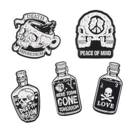 3-6 Pcs/Set Goth Halloween Enamel Pin Ghost Black Cat Moth Witch Punk Brooches Horror Snake Badges Lapel Skeleton Jewelry Gifts