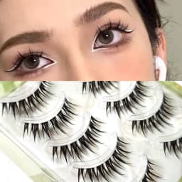 5 Pairs Natural Long Cat Eye False Eyelashes Cosplay Makeup Cross Strip Eye Lashes Handmade Manga Lashes Extension