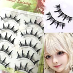 5 Pairs Natural Long Cat Eye False Eyelashes Cosplay Makeup Cross Strip Eye Lashes Handmade Manga Lashes Extension