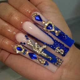 24Pcs Long French Fake Nails with Glue Ballet False Nails Butterfly Rhinestone Design Press on Nails Wearable Coffin Nail Tips