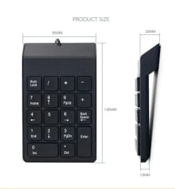 Wired USB Numeric Keypad Slim Mini Number Pad Digital Keyboard 18 Keys For Laptop, PC, Desktop, Notebook And More