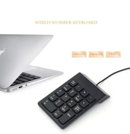 Wired USB Numeric Keypad Slim Mini Number Pad Digital Keyboard 18 Keys For Laptop, PC, Desktop, Notebook And More