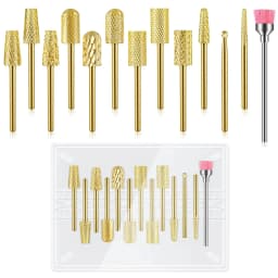 13PC Nail Polish Head Milling Cutter Set, Used for Nail Beauty Deburring Gel Dead Skin, Automatic Polishing Machine Accessories