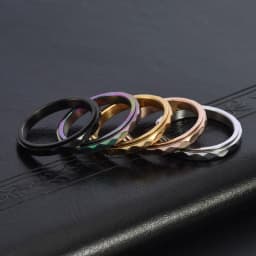 3mm Thin Stainless Steel Faceted Spinner Ring Wedding Band for Women Girl Size 5-12