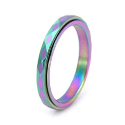 3mm Thin Stainless Steel Faceted Spinner Ring Wedding Band for Women Girl Size 5-12