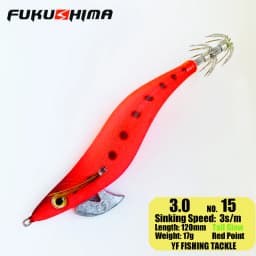 FUKUSHIMA 2-3.5 SQUID JIGS EGI LURE FISHING WOOD SHRIMP BAIT CUTTLEFISH OCTOPS GLOW TAIL SHARP HOOKS 21GRAM ROCK & BOAT FISHING