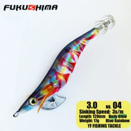 FUKUSHIMA 2-3.5 SQUID JIGS EGI LURE FISHING WOOD SHRIMP BAIT CUTTLEFISH OCTOPS GLOW TAIL SHARP HOOKS 21GRAM ROCK & BOAT FISHING