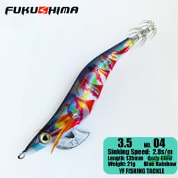 FUKUSHIMA 2-3.5 SQUID JIGS EGI LURE FISHING WOOD SHRIMP BAIT CUTTLEFISH OCTOPS GLOW TAIL SHARP HOOKS 21GRAM ROCK & BOAT FISHING