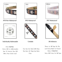 WS2812B Led Strip With SP110E USB Bluetooth Controller WS2812 30/60/144 Pixels/m RGB Individually Addressable LED Light Kit DC5V