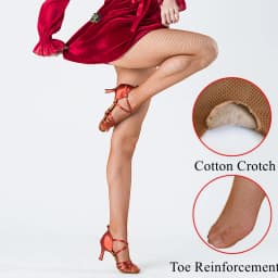 Plus Size Fishnet Bottomed Pantyhose Women Professional Latin Tights Sexy Mesh Transparent Stockings For Ballroom & Latin Dance