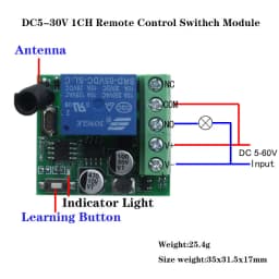 433Mhz DC 12V 5V-60V 1CH Universal Wireless Remote Control Switch Relay Receiver Module RF Transmitter 433Mhz Remote Control