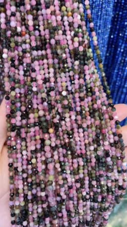2mm Natural Stone Amethyst Tiger Eye Lapis Lazuli Beads Inlaid with Bright Pearl Jewelry Making DIY Necklace Bracelet Jewelry