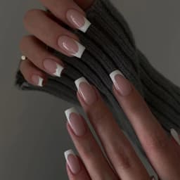 24Pcs French Tip Handmade Press On Nails Minimalist Solid Color Fake Nails Medium Square Full Cover Press On Nail Tips With Glue