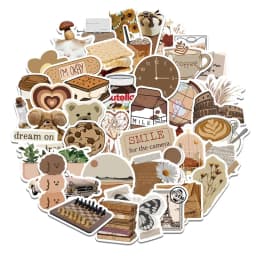 10/30/60PCS Vintage Brown Sticker Aesthetic PVC Laptop Sketchbook Stationery Decoraction Scrapbooking School Supplies