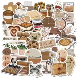 10/30/60PCS Vintage Brown Sticker Aesthetic PVC Laptop Sketchbook Stationery Decoraction Scrapbooking School Supplies