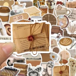10/30/60PCS Vintage Brown Sticker Aesthetic PVC Laptop Sketchbook Stationery Decoraction Scrapbooking School Supplies