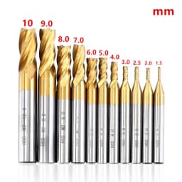 1.5-10mm HSS Titanium Coated 4 Flute Spiral Bit HRC63 End Mill Cutter CNC Drill Bit Milling Cutter Set For Wood, Steel Cutting