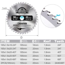 XCAN 1pc 165mm 24/40/48/60T Carbide Wood Saw Blades for Multi-function Power Tool TCT Circular Saw Blade Wood Cutting Disc
