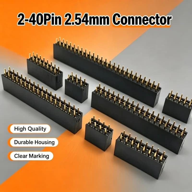 10pcs 2.54mm Double Row Straight Female 2-40P Pin Header Socket Connector 2x2/3/4/5/6/7/8/9/10/12/14/16/18/20/25/30/40Pin
