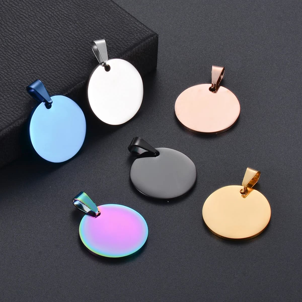 10pcs Wholesale Military Army Style Disc Round Pendant 6 Colors Blank Necklace Stainless Steel Dog Tags Chain Necklaces 4 Sizes