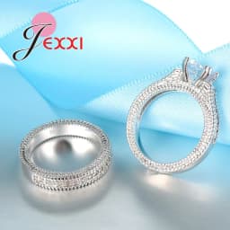 Elegance 925 Sterling Silver 2 PCS Ring Set Paved Full High Quality Shiny Crystals Anel For Women Bride Wedding Jewelry