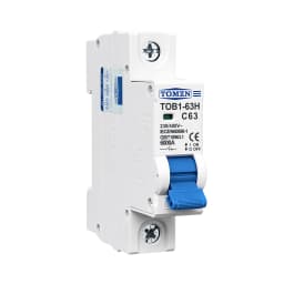 TOMZN 1P AC MCB TOB1-63H C type 230/400V~ 50Hz/60Hz Mini Circuit Breaker 3A 6A 10A 16A 20A 25A 32A 40A 50A 63A