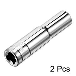 2pcs 1/4-inch Drive 6-Point Deep Socket 7 8 10 13 mm Socket Cr-V Repair Tool for Automotive Repairs Household Maintenance DIY