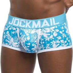 JOCKMAIL Brand Male Panties Breathable Boxers Cotton Men Underwear U convex pouch Sexy Underpants Printed leaves Homewear Shorts