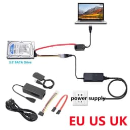WVVMVV New 3-in-1 USB 2.0 To IDE / SATA 2.5",3.5" Hard Drive Disk HDD SSD 480Mb/s Data Interface Converter Adapter Cable