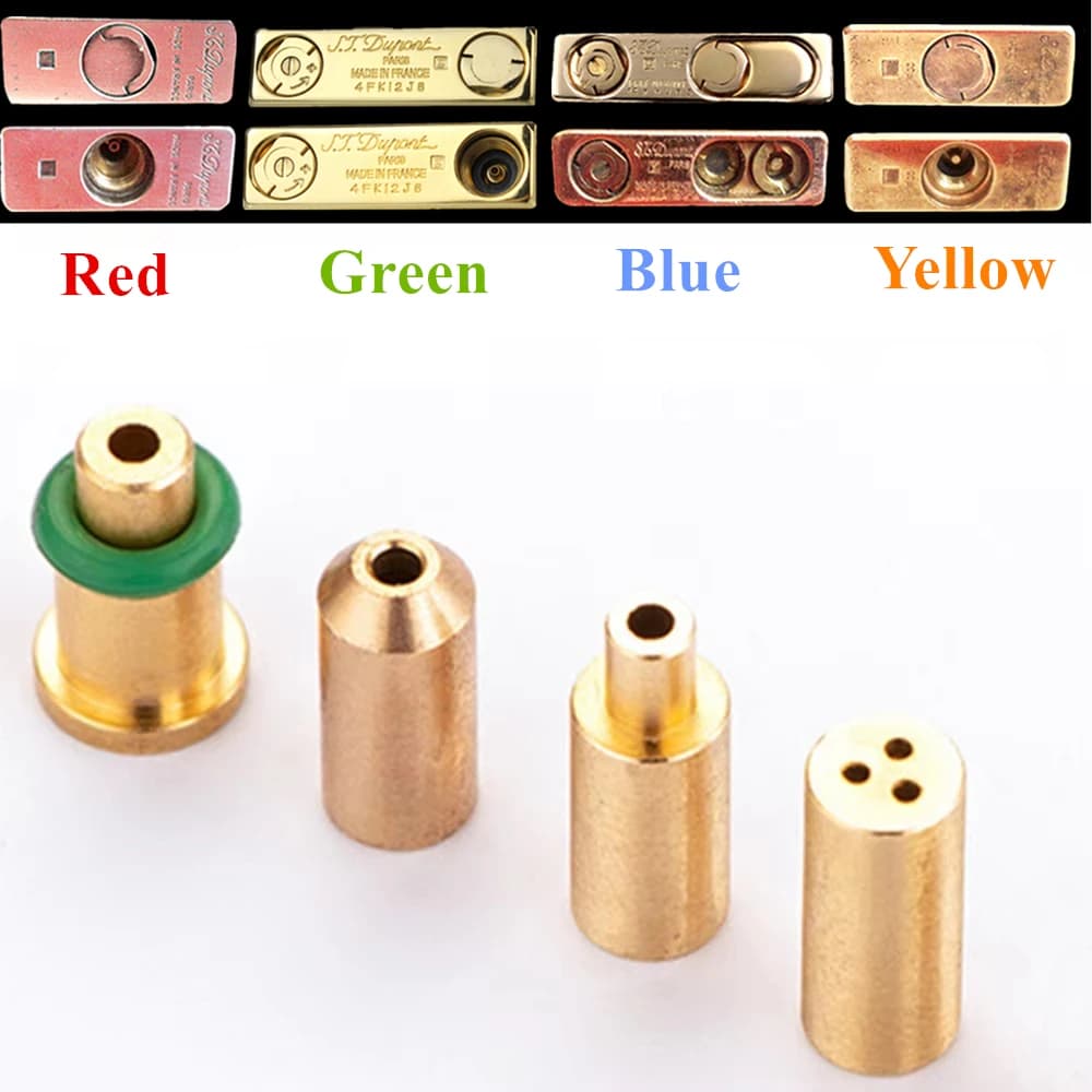 5 in 1/Set Durable Brass Copper Nozzle Refill Butane Gas Adapter For Dupont Lighter Yellow/Red/Green/Blue Easy To Use Reusable