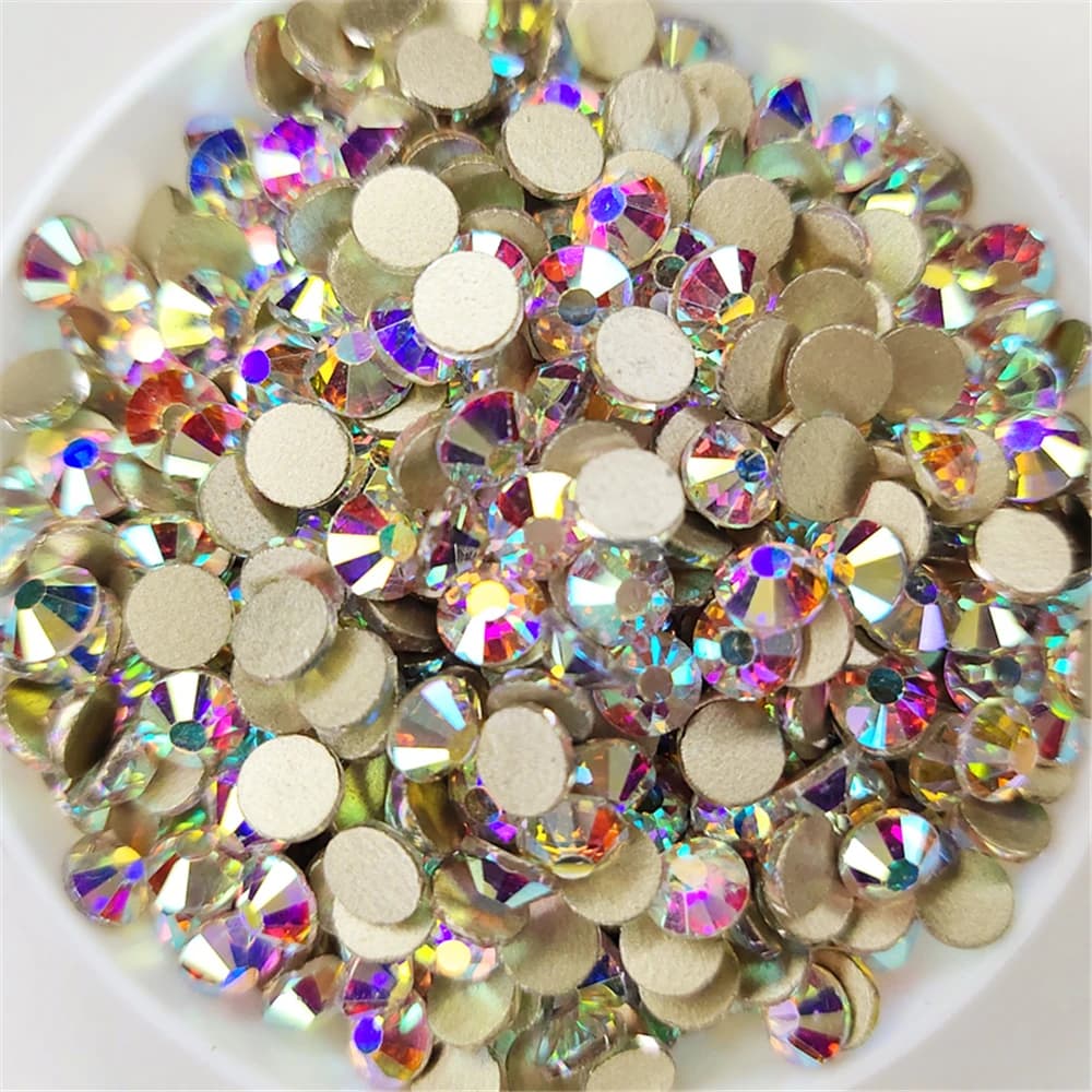 Top Glitter Crystal AB/Clear Gold Base Non Hot Fix Rhinestones SS3-SS50 FlatBack Strass &Fabric Garment Nail Art Decorations