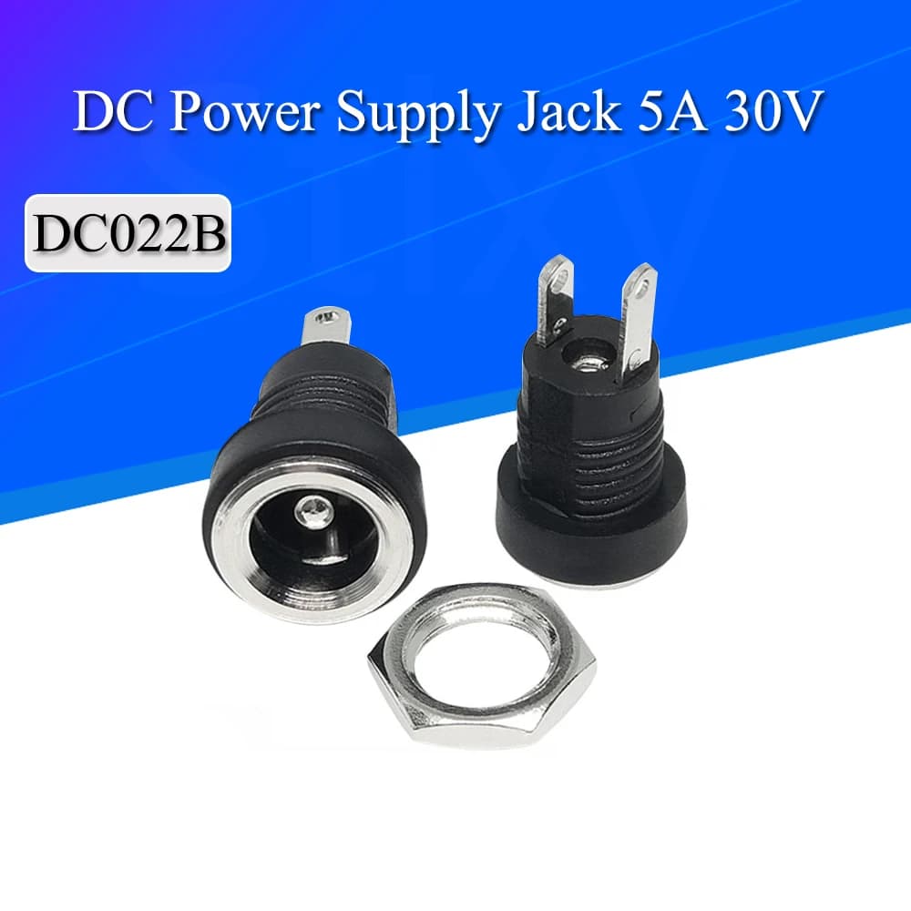 5/50Pcs 5A 30V For DC Power Supply Jack Socket Female Panel Mount Connector 5.5mm 2.1mm Plug Adapter 2 Terminal Types 5.5x2.1