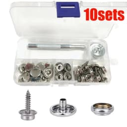 10/50sets Stainless Steel Marine Grade Canvas and Upholstery Boat Cover Snap Button Fastener Kit 15mm Screws Snaps with tool