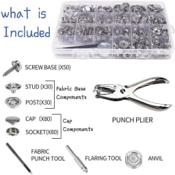 10/50sets Stainless Steel Marine Grade Canvas and Upholstery Boat Cover Snap Button Fastener Kit 15mm Screws Snaps with tool