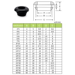 Black 3mm-50mm Rubber Snap-on Grommet Hole Plugs End Caps Bung Wire Cable Protect Bush