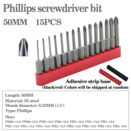 12pcs/15pcs 50mm 75mm 100mm 150mm Phillips screwdriver bit S2 alloy steel with magnetic screwdriver bit PH0 PH1 PH2